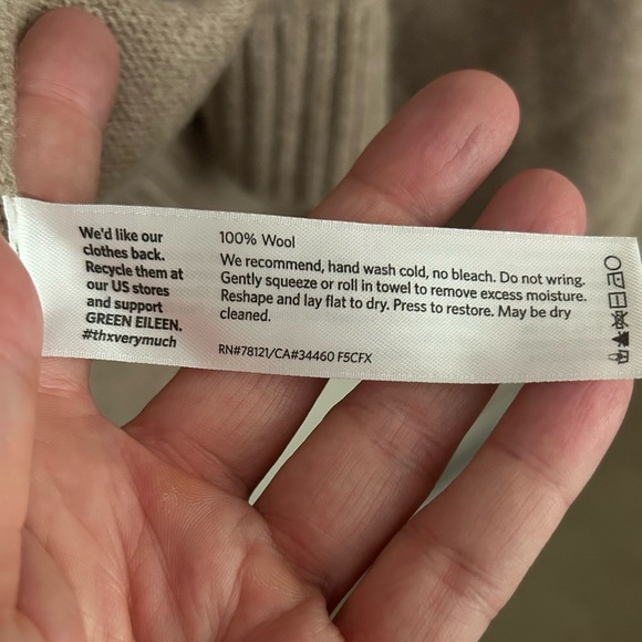 Eileen Fisher 100% Wool Shawl One Size Tan - Picture 4 of 6